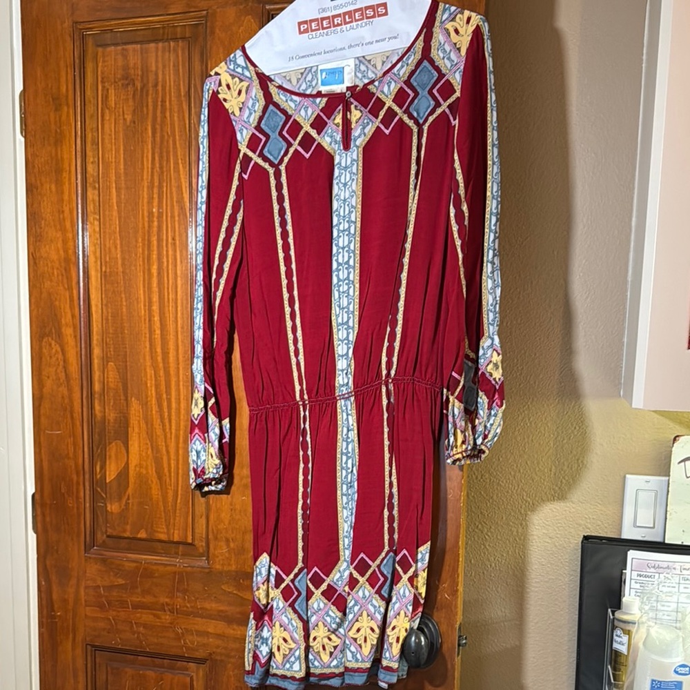 Perceptions Red Sheath Dress with Bishop Sleeves